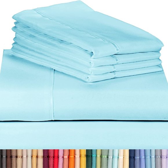LuxClub 6 PC Sheet Set Sheets Deep Pockets 18" Eco Friendly Wrinkle Free Sheets - Picture 3 of 11